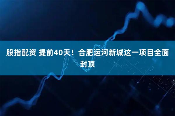 股指配资 提前40天！合肥运河新城这一项目全面封顶